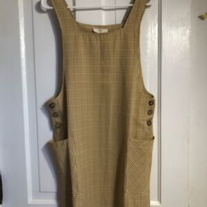 Plaid Gold and white Pinafore Dress